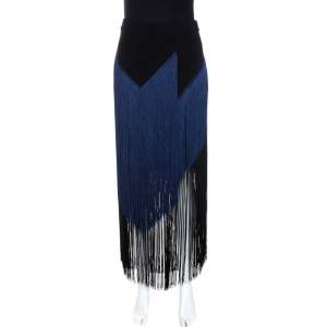 Stella McCartney Bicolor Crepe Asymmetrical Fringed Veronica Skirt S