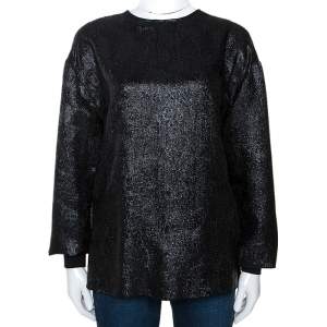 Pre Owned Stella McCartney Black Lurex Floral Silk Jacquard Donna Top S