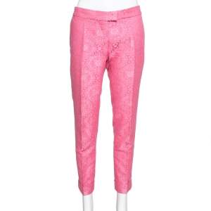 Pre Owned بنطلون ستيلا مكارتني قطن وردي نيون جاكار مقاس صغير - سمول