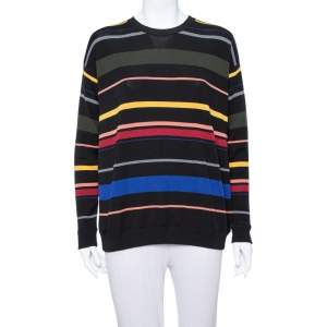 Pre Owned Stella McCartney Black Striped Wool Oversized Sweater S