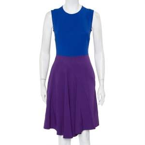 مملوكة مسبقًا Stella McCartney Blue & Violet Crepe Paneled Sleeveless Dress S