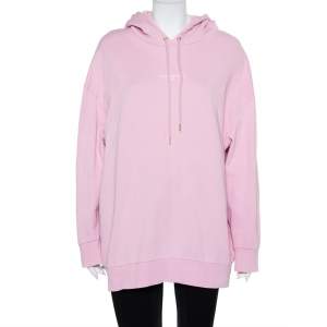 Pre Owned Stella McCartney Pink Cotton Logo Printed Hoodie M