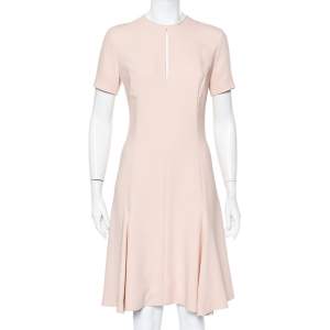 Stella McCartney Light Pink Crepe Keyhole Neck Detail Skater Dress S