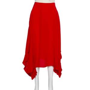 تنورة ستيلا مكارتني اشلين مزينة منفوشة متوسطة الطول حرير أحمر مقاس صغير (سمول)