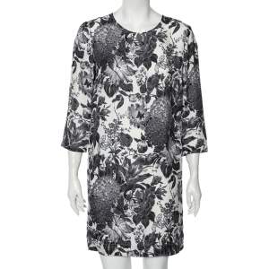 Stella McCartney Monochrome Floral Printed Silk Short Dress M 