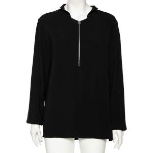 مملوكة مسبقًا Stella McCartney Black Crepe Zip Detail Long Sleeve Arlesa Blouse L