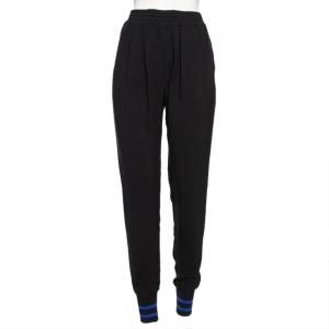 Stella McCartney Black Crepe & Rib Knit Detailed Joggers S 