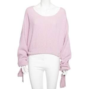 Stella McCartney Lilac Cashmere Knit Tie Detail Asymmetrical Sweater S