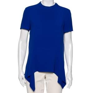 Pre Owned Stella McCartney Blue Crepe Zip Detail Top M