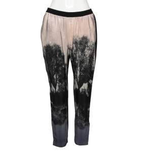Pre Owned Stella McCartney Pink and Black Crepe Tree Printed Trouser M