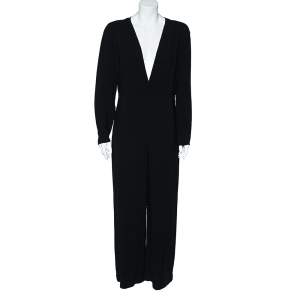 Stella McCartney Black Crepe Plunging Neck Jumpsuit L