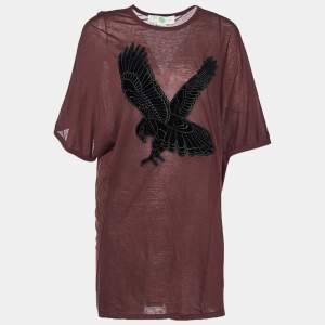 Pre Owned Stella McCartney Brown Cotton Eagle Embroidered Blouse M