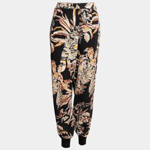 Pre Owned Stella McCartney Multicolor Printed Crepe Rib Knit Trimmed Joey Trousers L