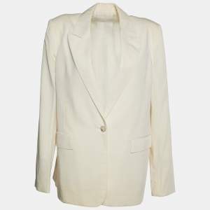 Pre Owned Stella McCartney Cream Wool Single Breasted Blazer M