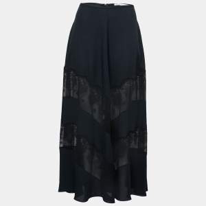 Stella McCartney Midnight Blue Silk & Lace Paneled Long Skirt S