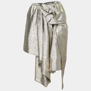 Stella McCartney Gold Lurex Gathered Brynn Asymmetrical Skirt S