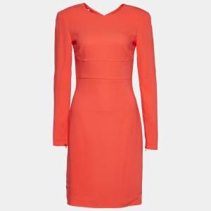 Stella McCartney Neon Pink Crepe Back Cut-Out Detail Sheath Dress S