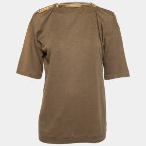 Stella McCartney Olive Green Linen Zip-Detail Top S