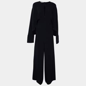 Stella McCartney Black Crepe Long Sleeve Wide Leg Jumpsuit M