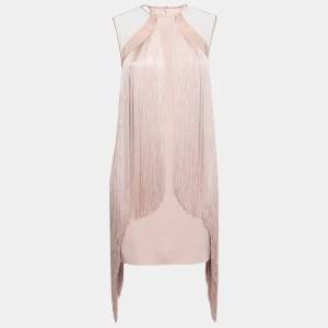 Stella McCartney Pink Ombre Fringe Trimmed Crepe Short Dress M