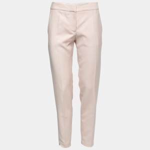 Stella McCartney Pink Textured Wool Tailored Trousers S
