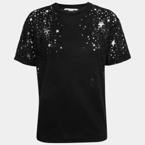 Stella McCartney Black Star Mesh Detail Jersey Short Sleeve T-Shirt M