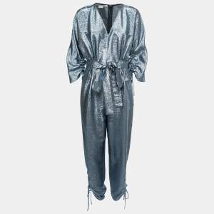 Stella McCartney Light Blue Metallic Lamé Jumpsuit M