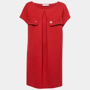 Pre Owned Stella McCartney Dark Red Wool Pocket Detail Short Dress S