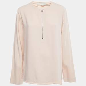 Pre Owned Stella McCartney Pink Stretch Crepe Zip Detail Blouse M