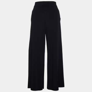 Pre Owned Stella McCartney Black Knit Side Slit Detail Flared Leg Trousers S