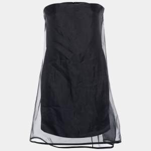 Stella McCartney Black Cotton & Silk Overlay Strapless Mini Dress M
