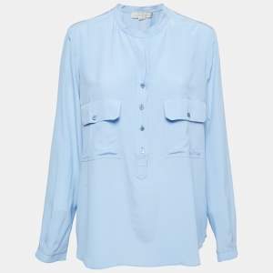 Pre Owned Stella McCartney Blue Silk Estelle Long Sleeve Blouse M