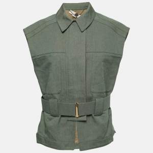 Pre Owned Stella McCartney Green Canvas Belted Vest S