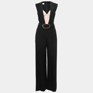 Stella McCartney Black Crepe Corset Insert Belted Jumpsuit S