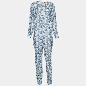 Stella McCartney Blue & White Printed Cotton Oversized Jumpsuit S
