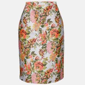 Stella McCartney Multicolor Silk Floral Jacquard Knee Length Skirt M