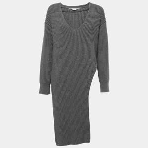 Pre Owned Stella McCartney Grey Cashmere Knit Side Slit Sweater Dress S