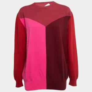 Pre Owned Stella McCartney Pink Colorblock Cashmere Sweater S