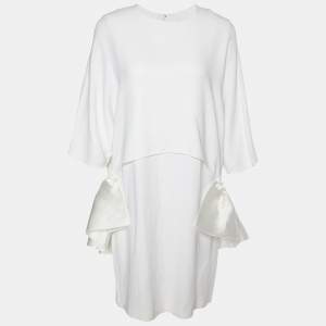 Stella McCartney White Crepe Cape Detail Midi Dress M