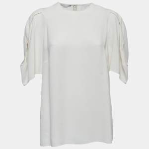 Stella McCartney Ivory Crepe Slit Sleeve Detail Blouse L