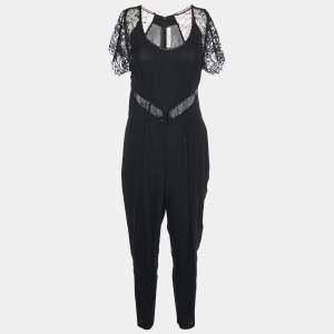 Stella McCartney Black Lace & Georgette Jumpsuit M