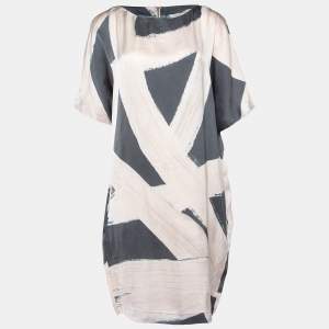 Pre Owned Stella McCartney Pink/Grey Printed Silk Tunic M