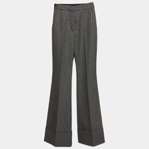 Pre Owned Stella McCartney Monochrome Wool and Cotton Flared Bottom Trousers XXS
