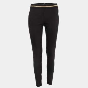 Stella McCartney Black Stretch Knit Waist Detail Skinny Pants M