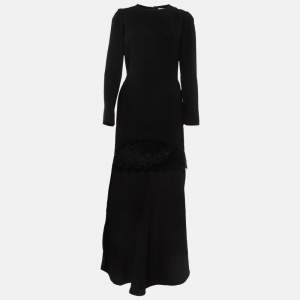 Stella McCartney Black Candy Lace Trim Cotton High Low Dress S