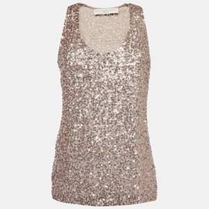 Pre Owned Stella McCartney Metallic Sequin Tank Top M