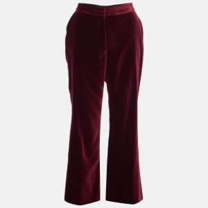 Stella McCartney Bordeaux Velvet Straight Leg Trousers M