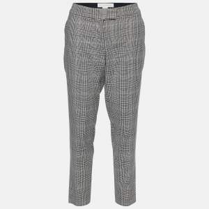 Pre Owned Stella McCartney Monochrome Houndstooth Wool Tapered Trousers S