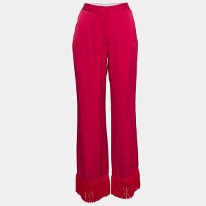 Stella McCartney Pink Satin Tassels Detail Trousers S