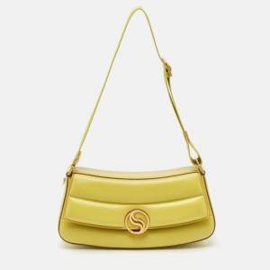 Pre Owned Stella McCartney Lime Faux Leather S-Wave Padded Shoulder Bag